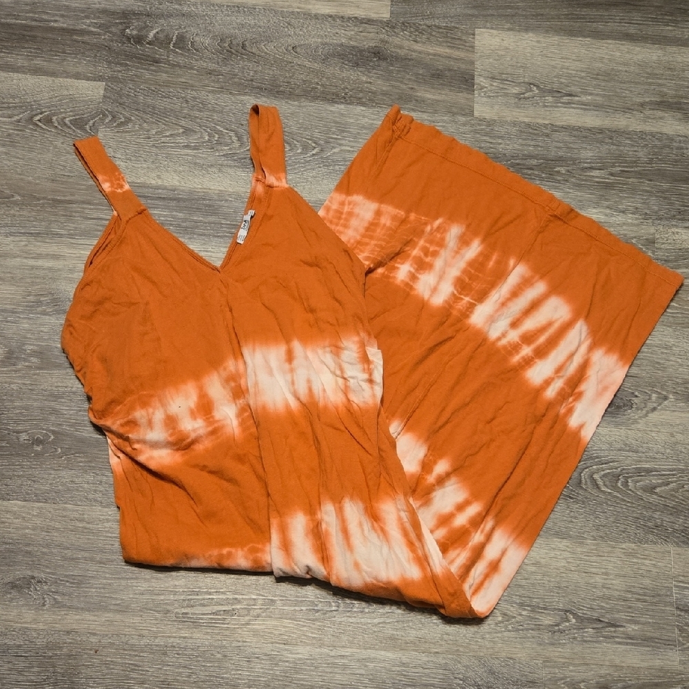 Zara Burnt Orange Tie Dye Maxi Dress Sz S